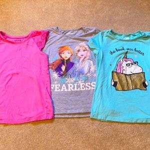 3 Oshkosh, Disney, & Jumping Beans Little Girl Short Sleeve Tops